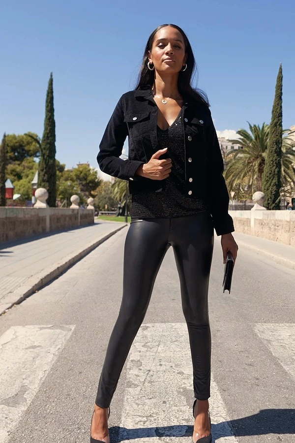 Black Velvet Denim Jacket - Image 7