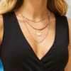 Gold Plated Layered Hammered Pendant Necklace