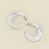 Silver Sparkly Curved Hoop Earrings