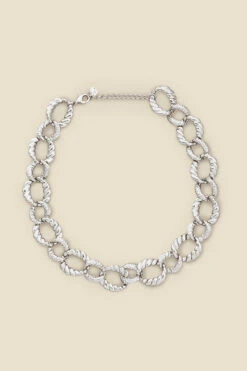 Silver Hammered Chunky Chain Necklace