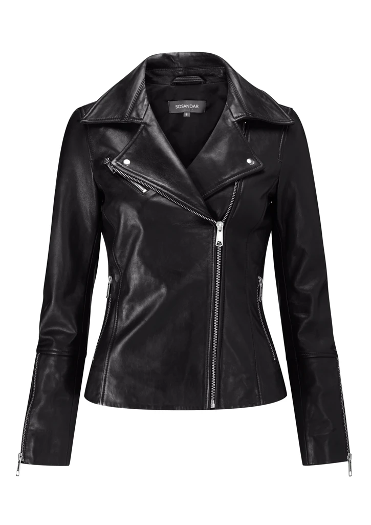 Black Leather Biker Jacket - Image 6