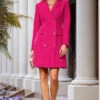 Pink Double Breasted Blazer Dress