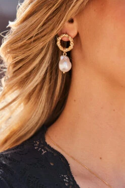 Gold Pearl Drop Earrings