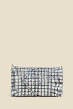 Silver Rhinestone Clutch Bag
