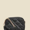 Black Diamante Quilted Cross Body Bag With Tassel