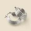 Silver Ridged Hoop Earrings