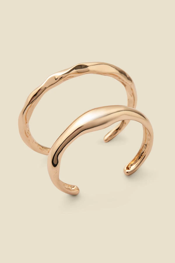 Gold Set Of Two Bangle Bracelets - Image 3