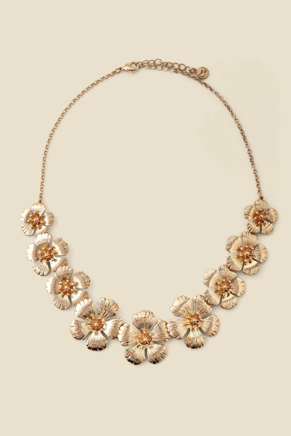 Gold Flower Detail Necklace