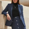 Navy Blue Boucle Blazer