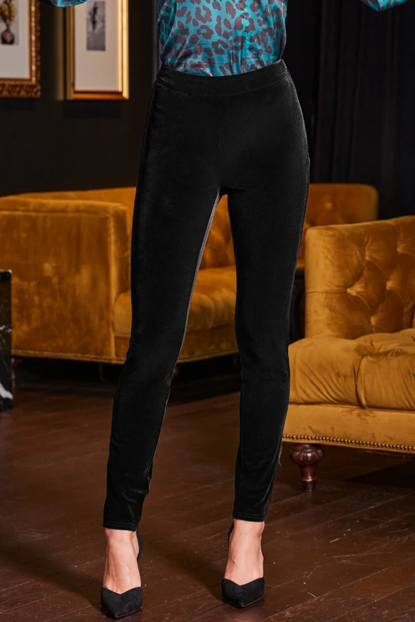 Black Luxe Velvet Leggings - Image 2
