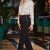 Black Eyelet Detail Wide Leg Trousers