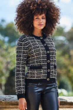 Black & Gold Metallic Fleck Premium Chic Cardigan