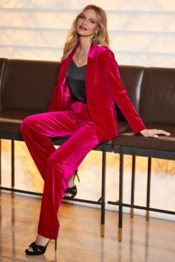 Raspberry Pink Velvet Blazer