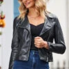 Black Faux Leather Biker Jacket