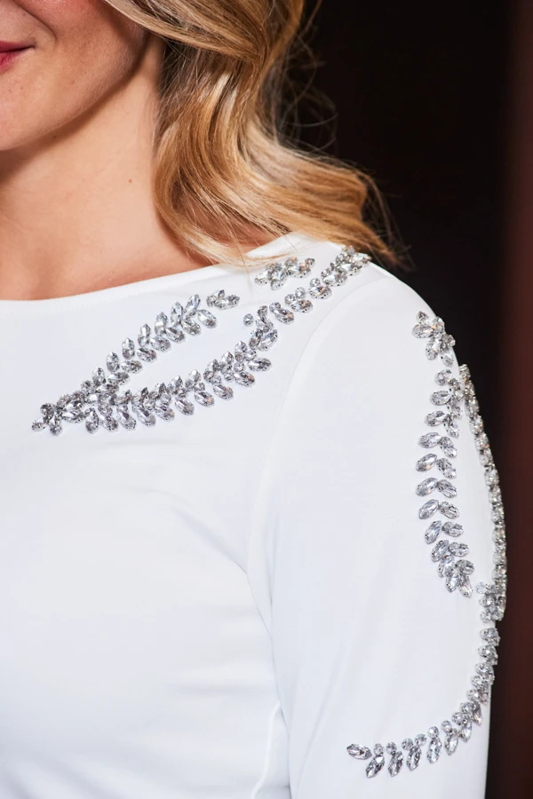 Ivory Embellished Detail Jersey Top - Image 5