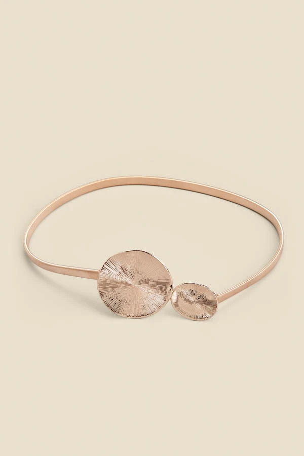 Gold Hammered Round Double Clasp Belt