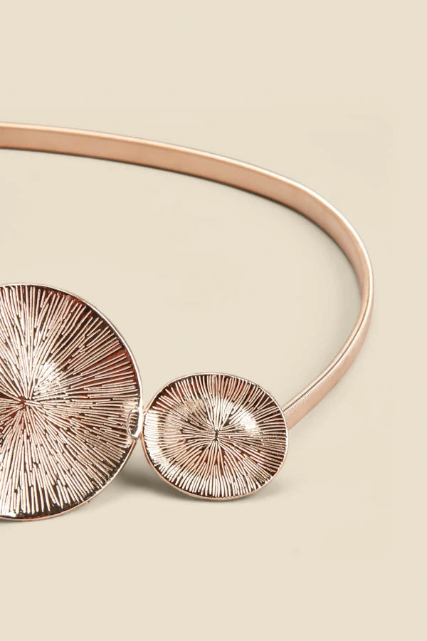 Gold Hammered Round Double Clasp Belt - Image 3