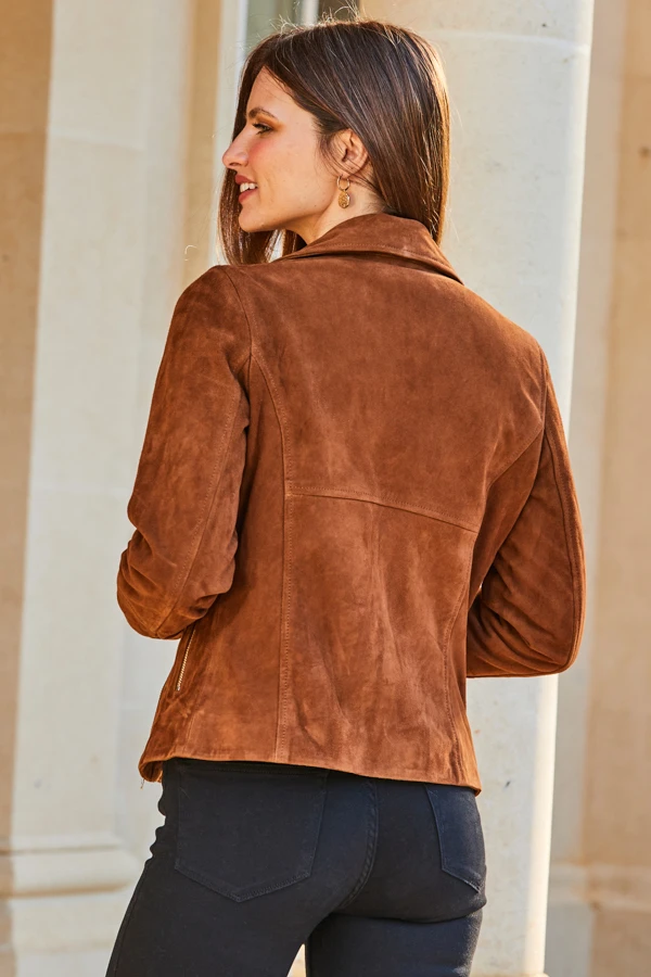 Tan Suede Biker Jacket - Image 4