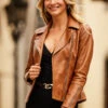 Tan Leather Biker Jacket