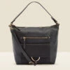 Black Large Hoop Clasp Shoulder Bag With Pocket Detail