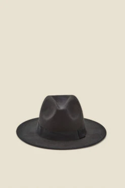 Black Fedora Hat With Ribbon Detail