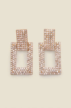 Gold Diamante Door Knocker Earrings