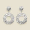 Silver Oversized Rhinestone Round Drop Earrings