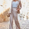 Champagne Gold Premium Satin Wide Leg Trousers