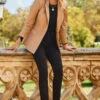 Tan Premium Faux Leather Blazer